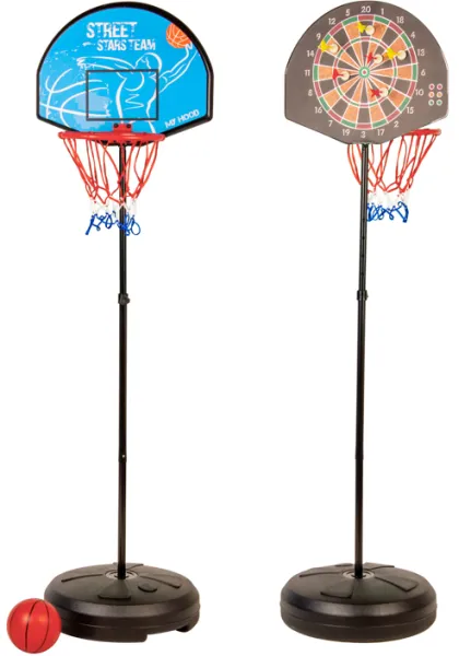 My Hood - Basketballkurv og Dart i ett stativ - Med plastball, piler og pumpe